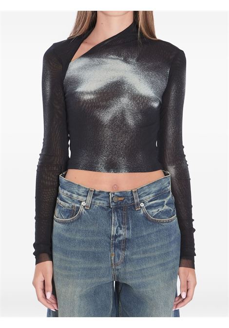 body dust crop top woman black and silver JEAN PAUL GAULTIER | 25/04-W-TO351-M010P0091